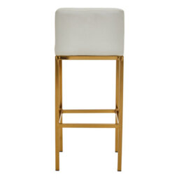 Premier Housewares Interiors By Premier White Pu And Gold Finish Bar Chair, Glam Touch Indoor Metal Bar Stool, Footrest Bar Chair - thumbnail 4