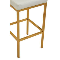 Premier Housewares Interiors By Premier White Pu And Gold Finish Bar Chair, Glam Touch Indoor Metal Bar Stool, Footrest Bar Chair - thumbnail 6