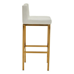 Premier Housewares Interiors By Premier White Pu And Gold Finish Bar Chair, Glam Touch Indoor Metal Bar Stool, Footrest Bar Chair - thumbnail 3