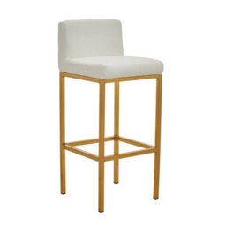 Premier Housewares Interiors By Premier White Pu And Gold Finish Bar Chair, Glam Touch Indoor Metal Bar Stool, Footrest Bar Chair - thumbnail 9