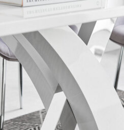 Furniturebox Atlanta White High Gloss And Chrome 4 Seater Dining Table With Statement X Shaped Legs For Modern Stylish Dining Room - thumbnail 5