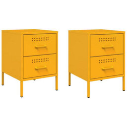 Berkfield Bedside Cabinets 2 Pcs Mustard Yellow 36X39X50.5 Cm Steel - thumbnail 2
