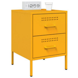 Berkfield Bedside Cabinets 2 Pcs Mustard Yellow 36X39X50.5 Cm Steel - thumbnail 3