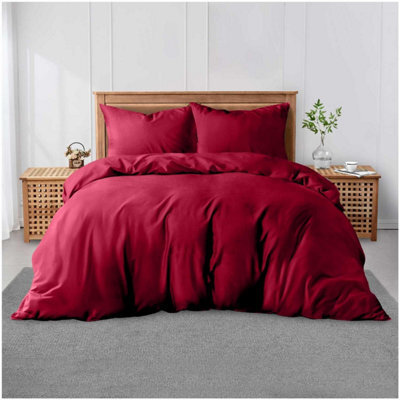 Gc Gaveno Cavailia Plain Dyed Duvet Cover Double Polycotton Solid Bedding Set Breathable & Lightweight Duvet Cover Bed Set Red - image 1
