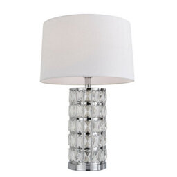 Pagazzi Lighting Pagazzi Indus Jewelled Cylinder Off White Table Lamp - thumbnail 2