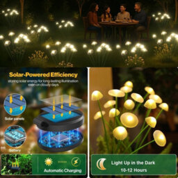 Solar Mushroom Jellyfish Led Garden Lights Waterproof Patio Decor Warmwhite 2Pcs - thumbnail 5