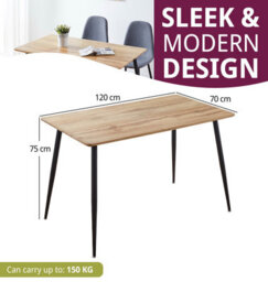 Hallowood Furniture Cullompton Rectangular Dining Table (Tab902, 120X70Cm) With Light Oak Effect Top And Black Legs - thumbnail 3