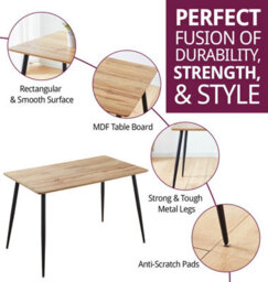 Hallowood Furniture Cullompton Rectangular Dining Table (Tab902, 120X70Cm) With Light Oak Effect Top And Black Legs - thumbnail 2