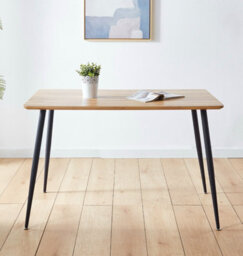Hallowood Furniture Cullompton Rectangular Dining Table (Tab902, 120X70Cm) With Light Oak Effect Top And Black Legs