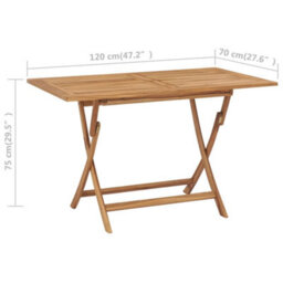 Vidaxl Folding Garden Table 120X70X75 Cm Solid Teak Wood - thumbnail 9