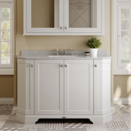 Hudson Reed Floor Standing 4 Door Angled Vanity Unit With 3 Tap Hole Grey Marble Top & Basin, Timeless Sand, 1236 X 470 mm - thumbnail 2
