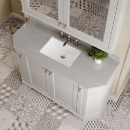 Hudson Reed Floor Standing 4 Door Angled Vanity Unit With 3 Tap Hole Grey Marble Top & Basin, Timeless Sand, 1236 X 470 mm - thumbnail 3