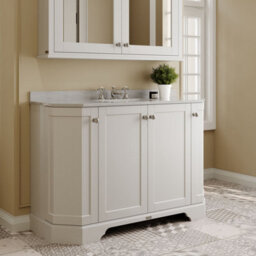 Hudson Reed Floor Standing 4 Door Angled Vanity Unit With 3 Tap Hole Grey Marble Top & Basin, Timeless Sand, 1236 X 470 mm - thumbnail 4
