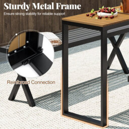 Costway Outdoor Rectangle Console Table Patio Side Table W/metal Frame-Brown - thumbnail 9