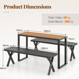 Costway Outdoor Rectangle Console Table Patio Side Table W/metal Frame-Brown - thumbnail 4