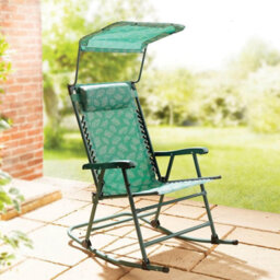 Gainsborough Rocking Garden Chair In Green With Sunshade, Breathable Fabric Seat, Steel Frame, Padded Headrest, 120Kg Capacity - thumbnail 1