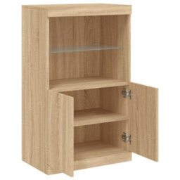 Berkfield Sideboard With Led Lights Sonoma Oak 60.5X37X100 Cm - thumbnail 7