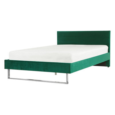 Beliani Bed Velvet Bellou 140 X 200 Cm (Eu Double) Green - image 1