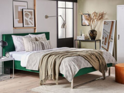 Beliani Bed Velvet Bellou 140 X 200 Cm (Eu Double) Green - thumbnail 2