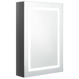 Berkfield Stylish Led Bathroom Mirror Cabinet Shining Grey 50X13X70 Cm - thumbnail 1