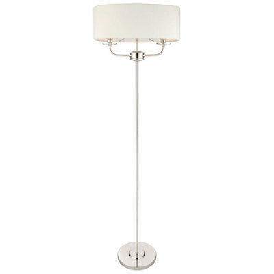 1.5M Twin Floor Lamp Bright Nickel Shade 2 Bulb Standing Living Room Light Base - image 1