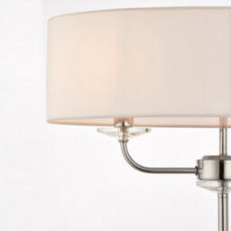 1.5M Twin Floor Lamp Bright Nickel Shade 2 Bulb Standing Living Room Light Base - thumbnail 4