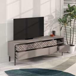 "Decortie Heaton Modern Multimedia Unit With Storage Tv Cabinet 60"" Mocha Grey 145Cm" - thumbnail 4