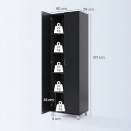 Double Door Tall Storage Cabinet Freestanding Pantry Cabinet-Black - thumbnail 2