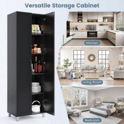 Double Door Tall Storage Cabinet Freestanding Pantry Cabinet-Black - thumbnail 3