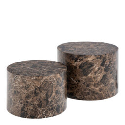 Furniture To Go Dice Round Coffee Table Set Of 2 In Brown Marble And Delhi Rough Paper - thumbnail 1