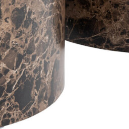 Furniture To Go Dice Round Coffee Table Set Of 2 In Brown Marble And Delhi Rough Paper - thumbnail 7