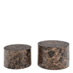 Furniture To Go Dice Round Coffee Table Set Of 2 In Brown Marble And Delhi Rough Paper - thumbnail 2