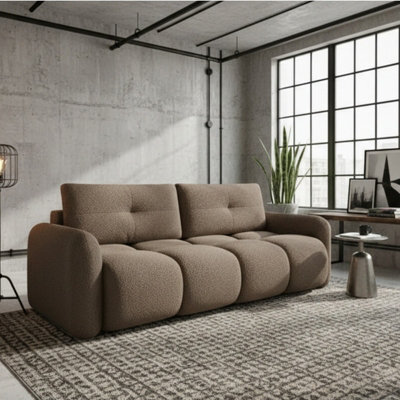 Sandy Sofa Bed With Storage Dl Pull Out Seat Free Standing Backrest 230X120X94 Cm Brown - image 1
