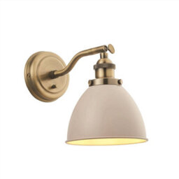Luminosa Lighting Luminosa Franklin 1 Light Dome Wall Satin Taupe, Antique Brass Plate, E14