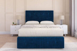 "Sloomy Cambridge Navy Plush Divan Bed No Drawers-54"" Floor Standing Headboard 12"" Footboard 3' Single"