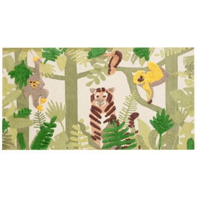 Beliani Kids Rug Janhto Green 80 X 150 Cm Cotton - image 1