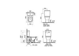 Vitra 600mm Wall Hung Bathroom Vanity Unit With 2 Doors Includes Basin, Chrome Tap And Close Coupled Toilet Set - Grey Gloss - thumbnail 3