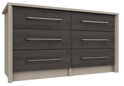 Burlington 3 Drawer Double Chest - Fired Earth And Anthracite Larch On Express Delivery And Ready Assembled
