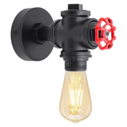 Long Life Lamps Company Industrial Retro Vintage Black Iron Wall Light Water Pipe Wall Light H3107P - thumbnail 1