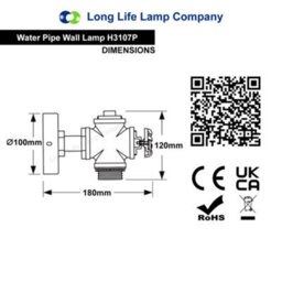 Long Life Lamps Company Industrial Retro Vintage Black Iron Wall Light Water Pipe Wall Light H3107P - thumbnail 2