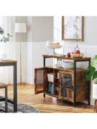 Songmics Vasagle Sideboard, Buffet Table With 2 Transparent Glass Doors, Tv Cabinet, For Dining Room, 100 X 35 X 80 Cm, Industrial Style - thumbnail 4