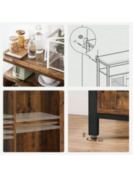 Songmics Vasagle Sideboard, Buffet Table With 2 Transparent Glass Doors, Tv Cabinet, For Dining Room, 100 X 35 X 80 Cm, Industrial Style - thumbnail 6