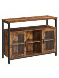 Songmics Vasagle Sideboard, Buffet Table With 2 Transparent Glass Doors, Tv Cabinet, For Dining Room, 100 X 35 X 80 Cm, Industrial Style