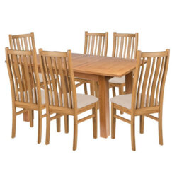 Hallowood Furniture Camberley Oak Butterfly Extending Dining Table With 6 Premium Oak Chairs With Beige Seat Pad - thumbnail 8