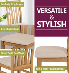 Hallowood Furniture Camberley Oak Butterfly Extending Dining Table With 6 Premium Oak Chairs With Beige Seat Pad - thumbnail 5