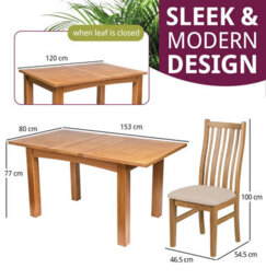 Hallowood Furniture Camberley Oak Butterfly Extending Dining Table With 6 Premium Oak Chairs With Beige Seat Pad - thumbnail 3