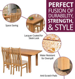 Hallowood Furniture Camberley Oak Butterfly Extending Dining Table With 6 Premium Oak Chairs With Beige Seat Pad - thumbnail 2
