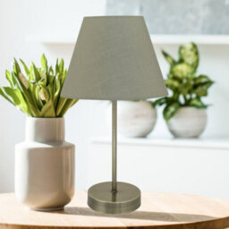 First Choice Lighting Antique Brass Stick Table Lamp With Sage Green Fabric Shade - thumbnail 2