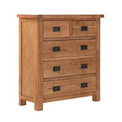 Zelah Oak 2 Over 3 Chest Of Drawers Fully Assembled - By Roseland Furniture - image 1