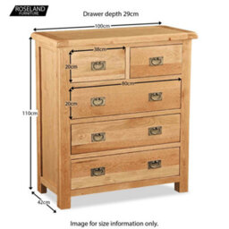 Zelah Oak 2 Over 3 Chest Of Drawers Fully Assembled - By Roseland Furniture - thumbnail 7